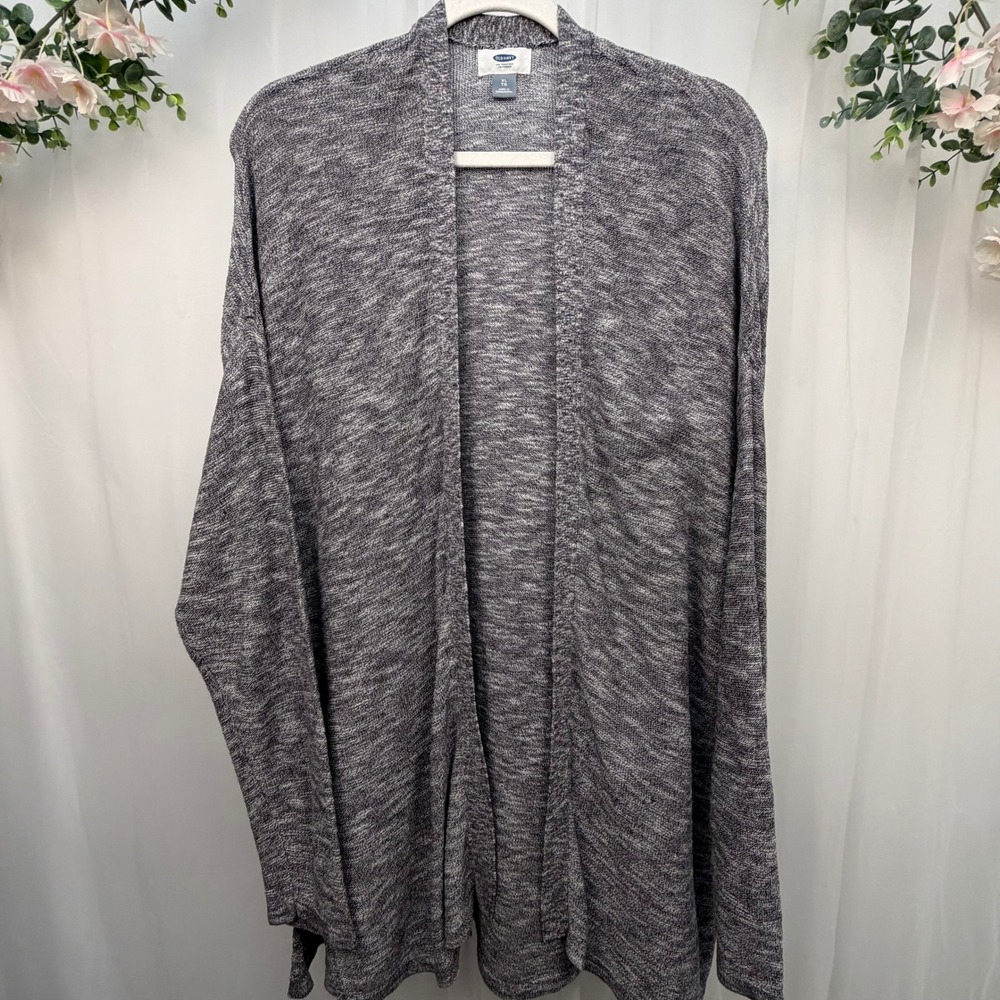 Old Navy Womens XL Grey Marled Open Front Cardigan Long Sleeve Lightweight Knit
